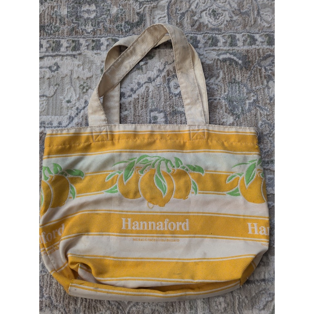 Vintage Hannaford Reusable Grocery Tote Bag Lemons New England Coastal